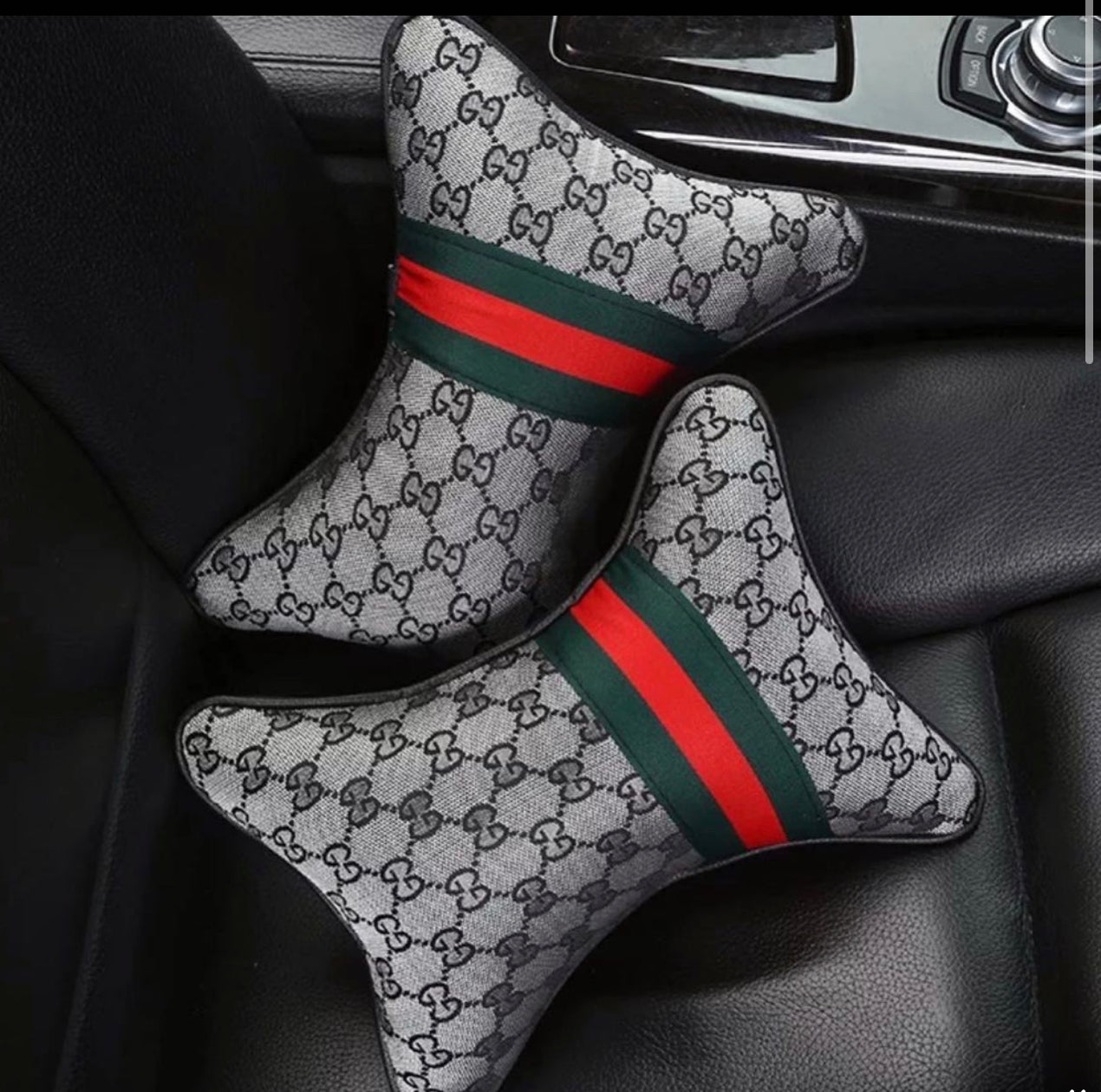 Gucci Style Headrest Car Pillows x2