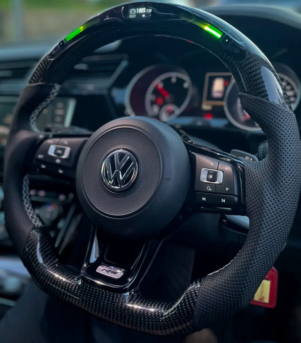 Volkswagen Golf MK7 / MK7.5 GTI / R LED Display Carbon Fibre Steering Wheel (LED CUSTOM / 2013 - 2020 Models)