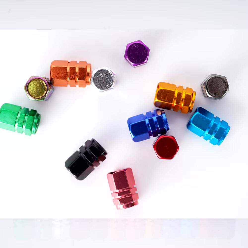 Set of 4 Hex Standard Tyre Valve Caps