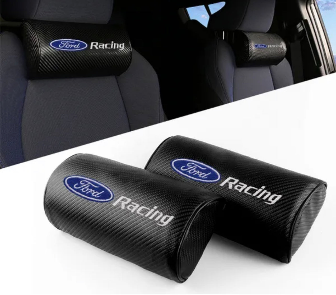Ford Racing Car Headrest Pillows x2