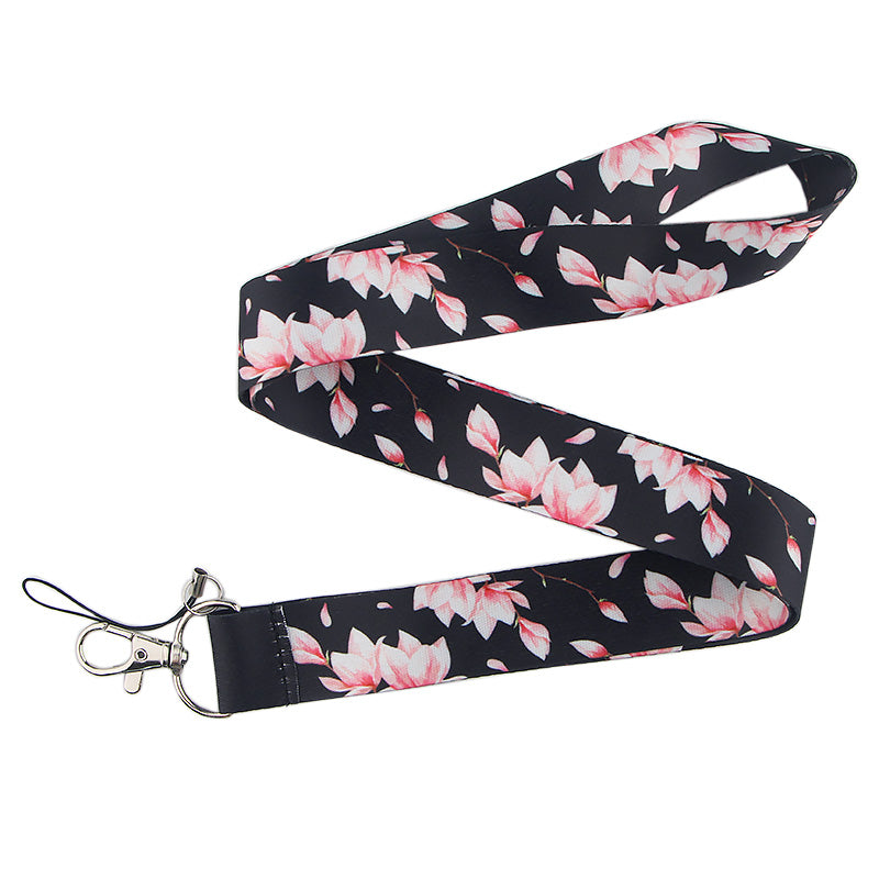 Blossom Flower Lanyard (pink & black)