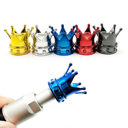 Set of 4 Crown Tyre Valve Caps