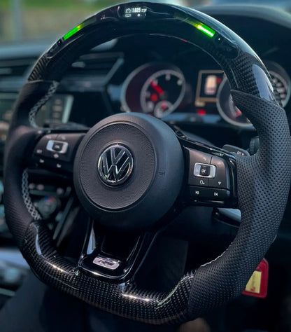 Volkswagen Golf MK7 / MK7.5 GTI / R LED Display Carbon Fibre Steering Wheel (LED CUSTOM / 2013 - 2020 Models)