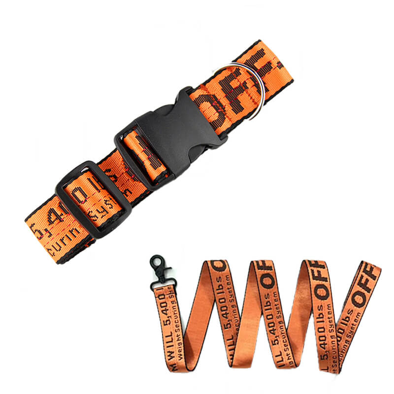 Off-White Dog Collar & Lead Set