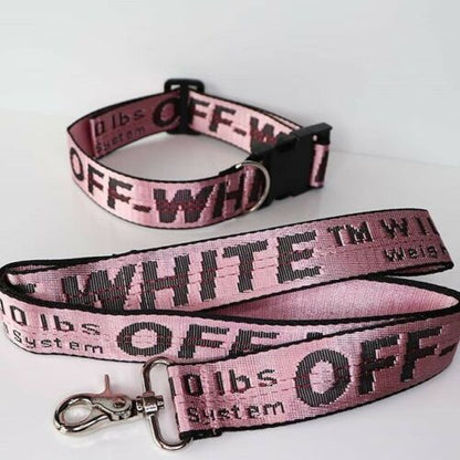 Off-White Dog Collar & Lead Set