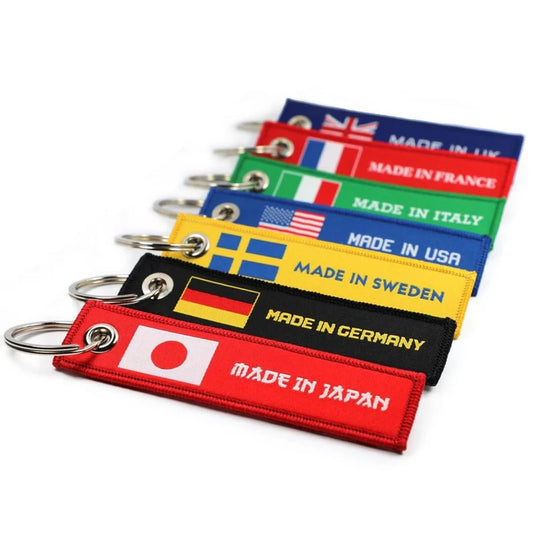 Made In Car Country Keyring Jet tag