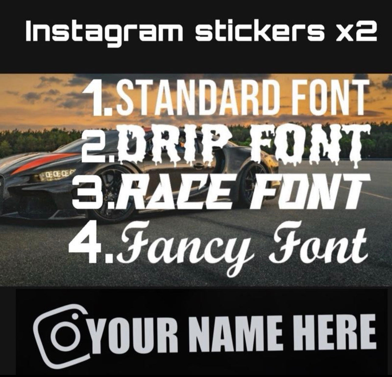 Instagram Stickers x2 Car Sticker (All Colours & Sizes)